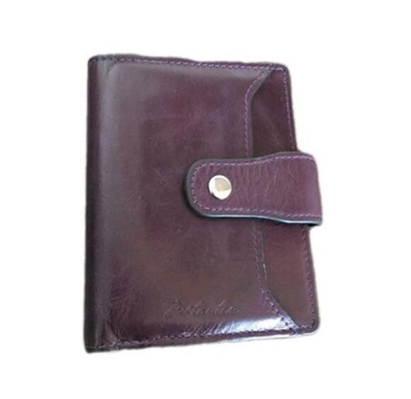 EUC Bostanten Women's Purple Eggplant Leather Snap Wallet WITHOUT ID Card Holder - Picture 1 of 5